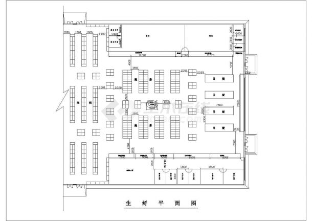 某超市建筑平面施工CAD設計圖的電腦圖文設計方案